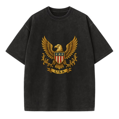 Usa Heritage Eagle 3 - Vintage T-shirt - Black