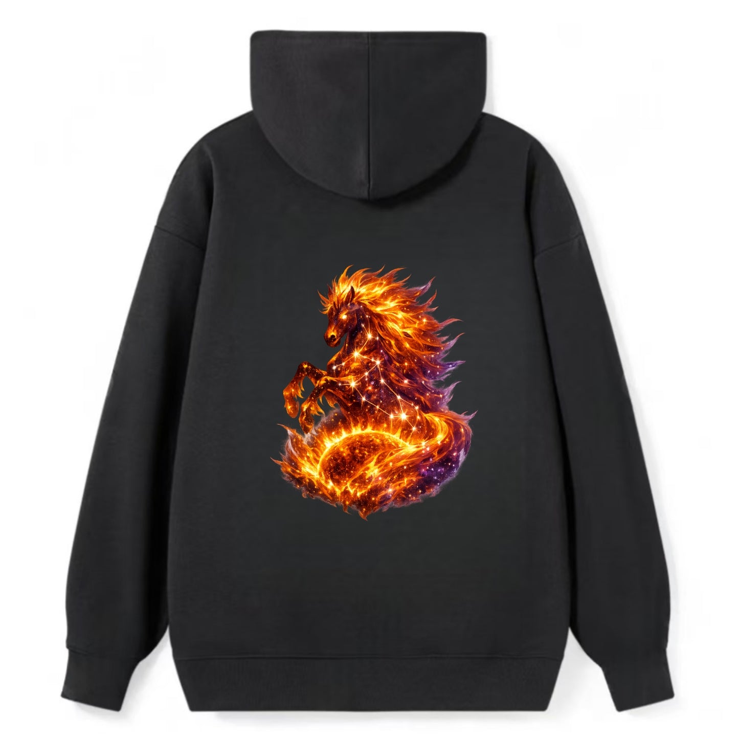 SOLAR FLARE | Horse emerging from the sun | Solar corona mane | Star - Classic Pullover Hoodie - Black