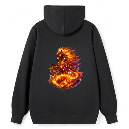 SOLAR FLARE | Horse emerging from the sun | Solar corona mane | Star - Classic Pullover Hoodie - Black