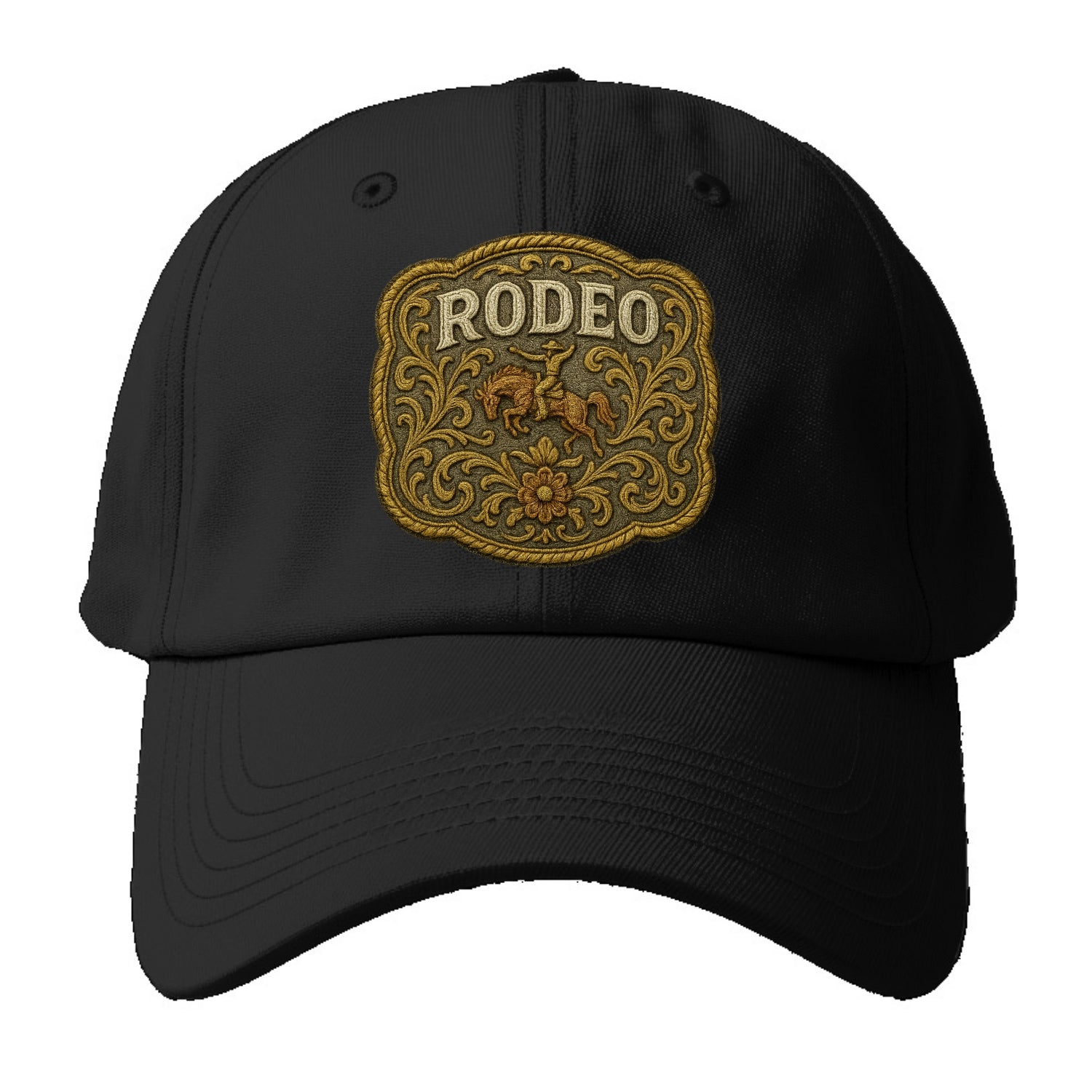 Rodeo Buckle  - Baseball Cap For Big Heads - Black
