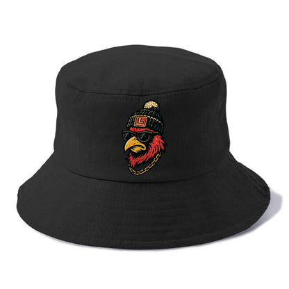 Louisville Cardinal wearing Louisville beanie with L patch - Bucket Hat - Black