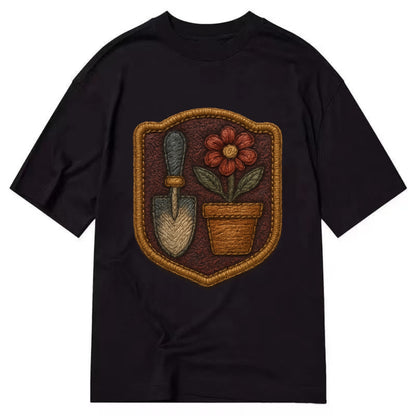 Garden trowel with flower pot - gardener badge - Classic T-shirt - Black