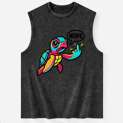 baby sea turtle swimming gracefully, one flipper extended sassily - Vintage Washed Tank - Black