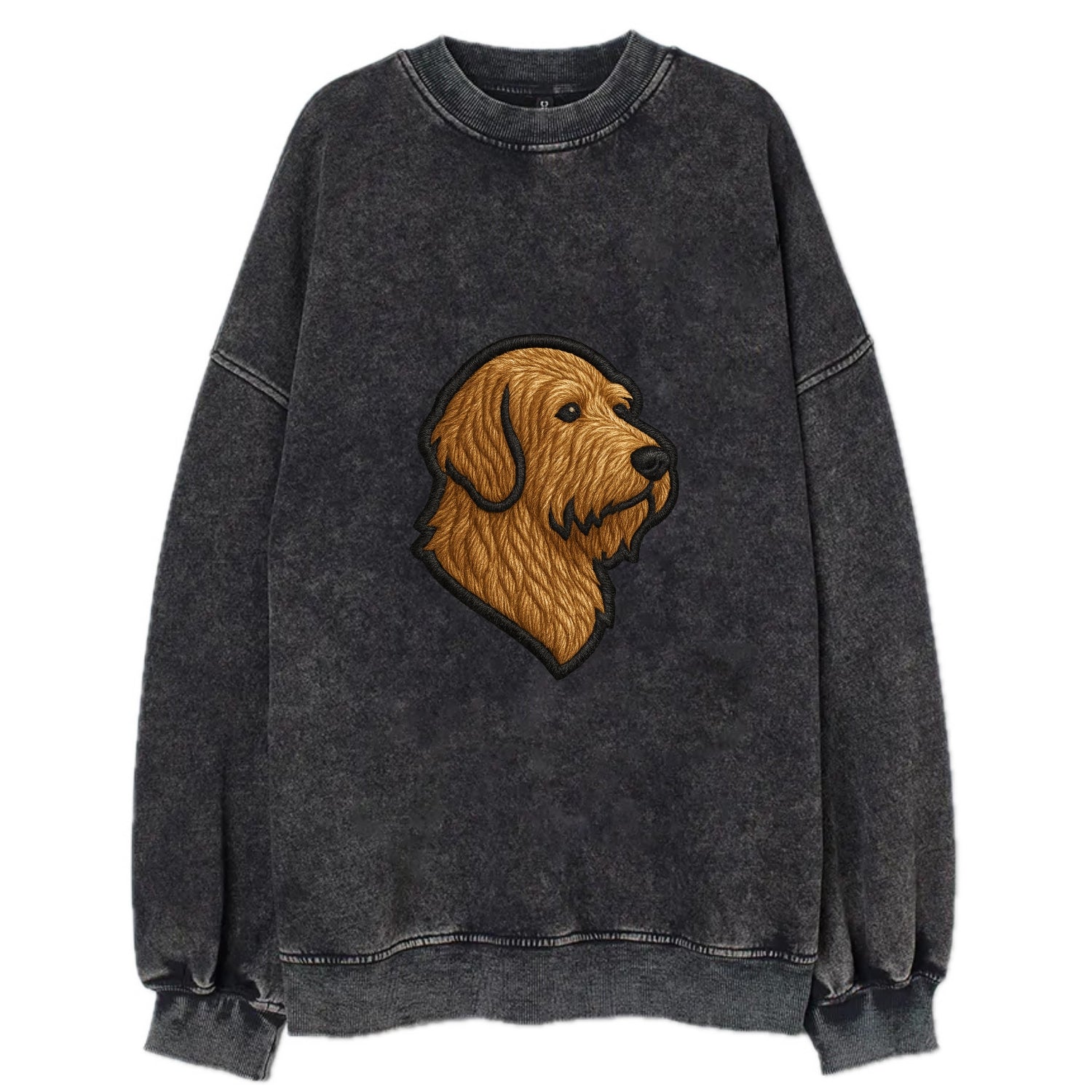 Otterhound - Trendy shaggy hound logo wi - Vintage Sweatshirt - Black