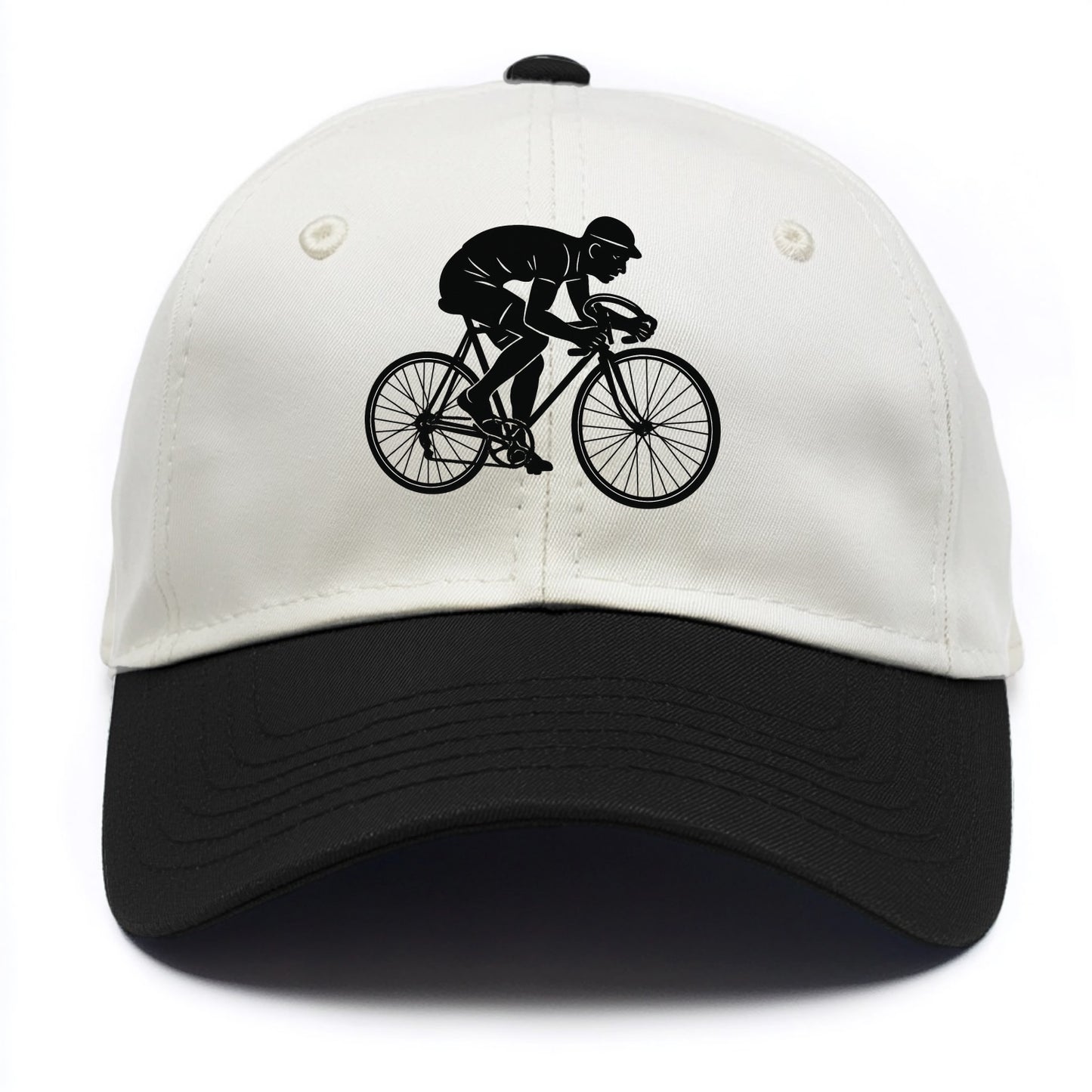 Cyclist sprinting in racing position - Two Tone Cap - Black