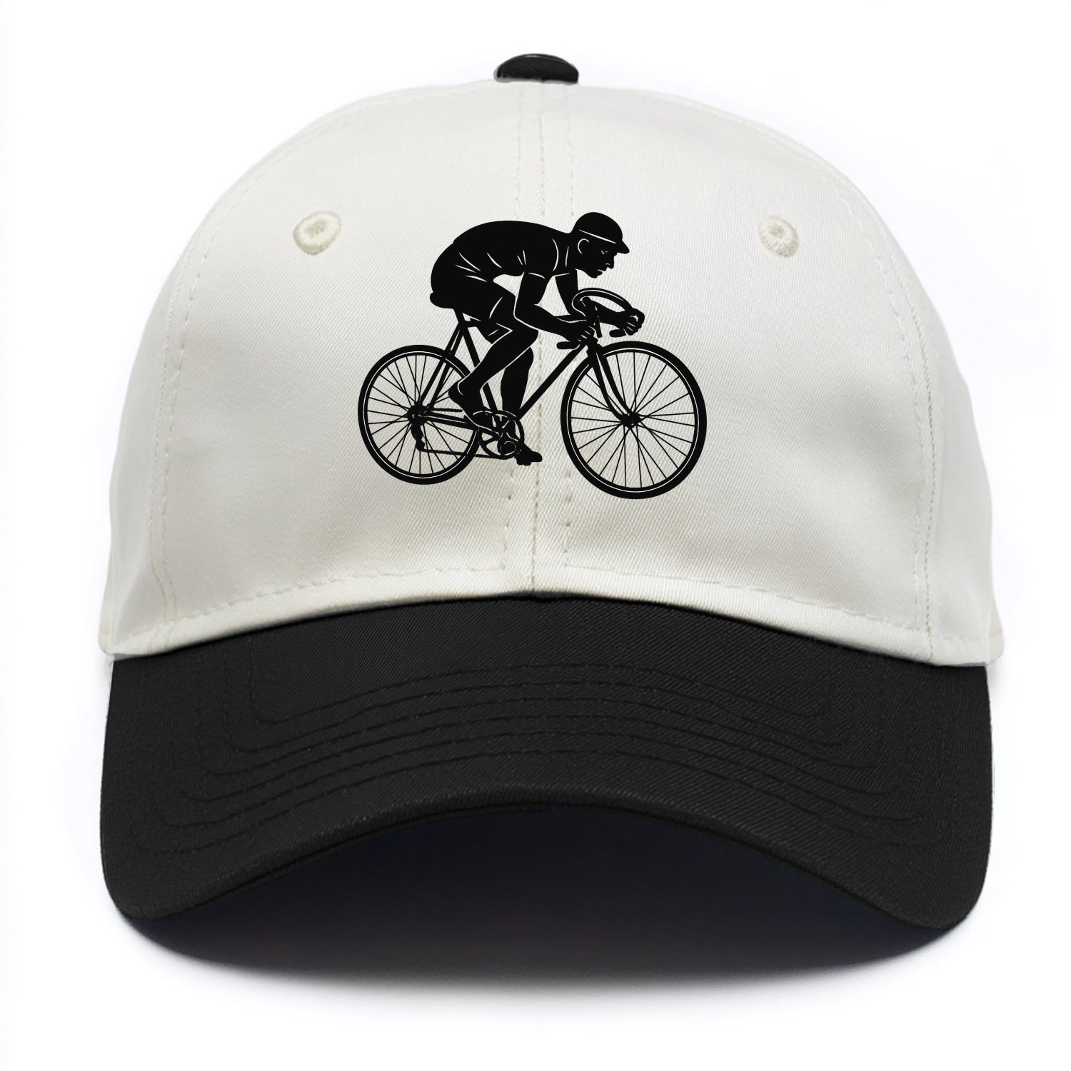 Cyclist sprinting in racing position - Two Tone Cap - Black