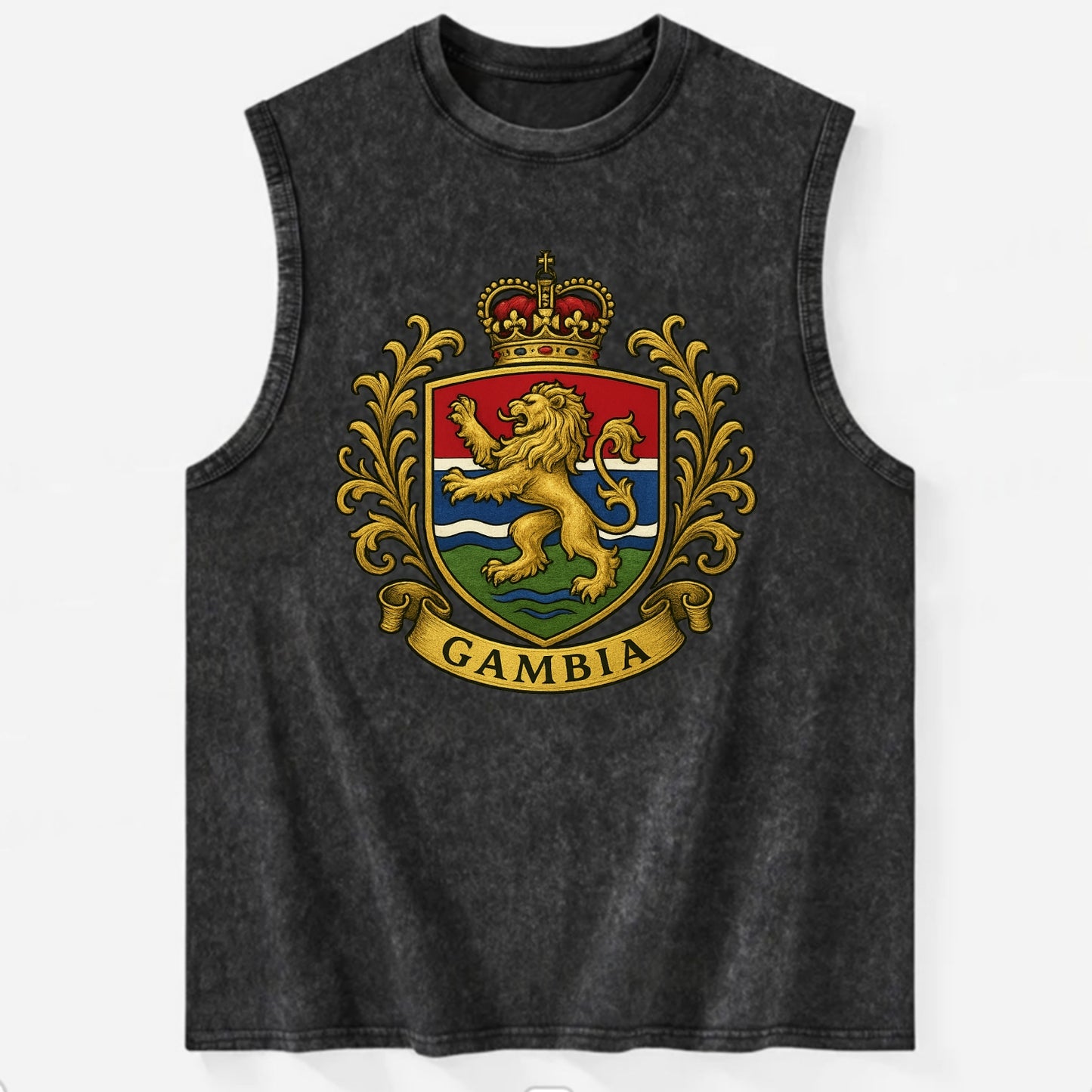 Gambia Heritage Badge  - Vintage Washed Tank - Black