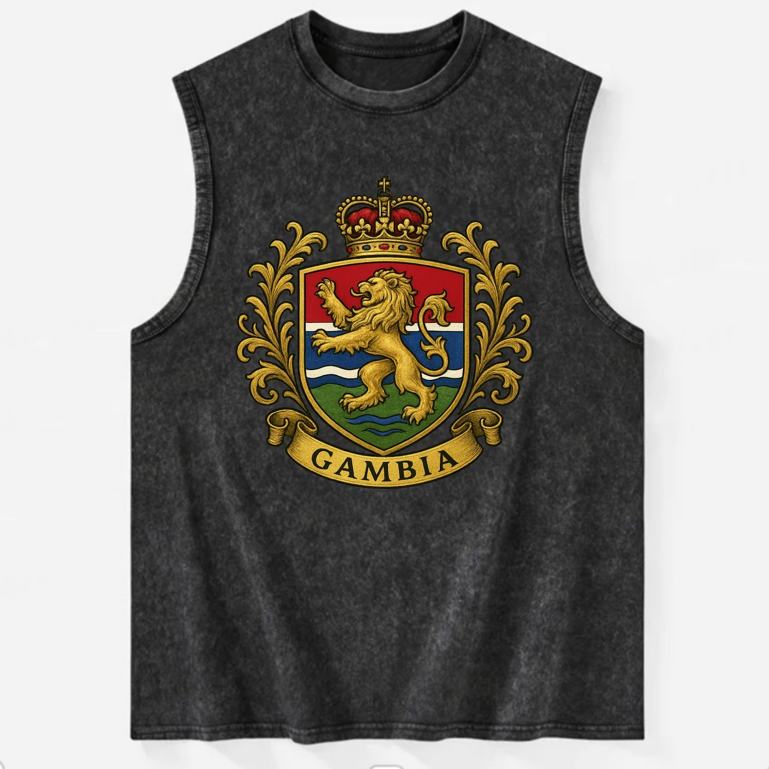 Gambia Heritage Badge  - Vintage Washed Tank - Black