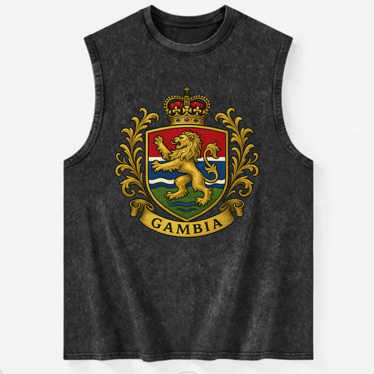 Gambia Heritage Badge  - Vintage Washed Tank - Black