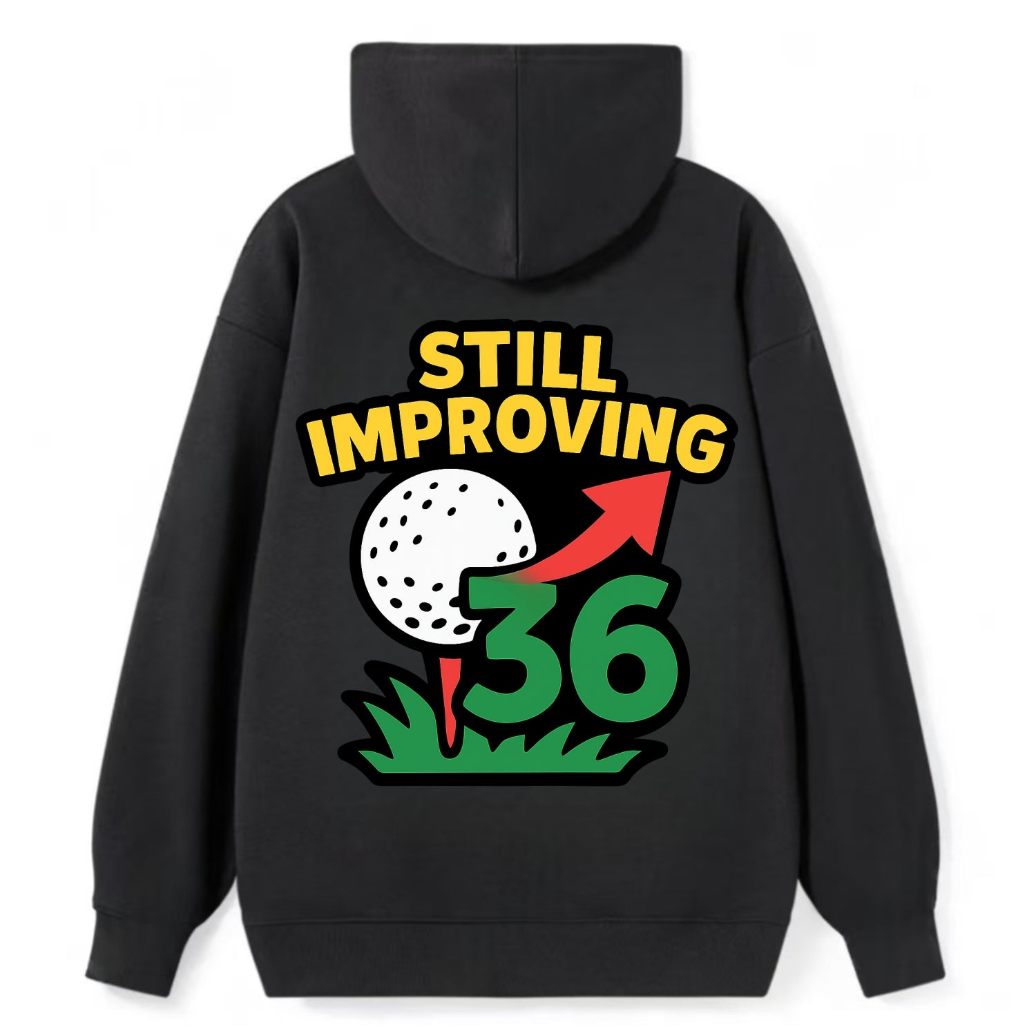 Handicap number getting higher with arrow - "Still Improving" - - Classic Pullover Hoodie - Black