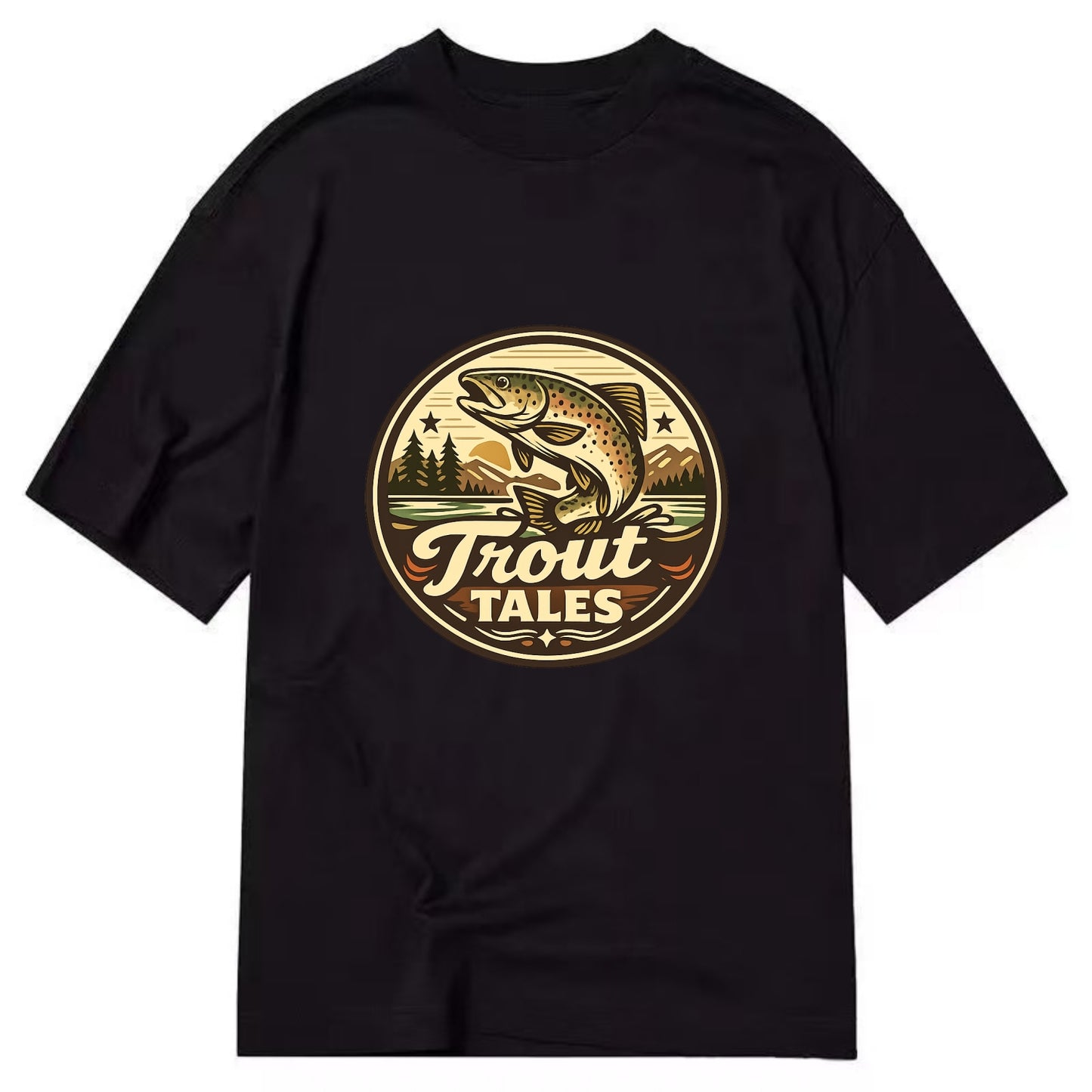 Trout Tales Adventure Emblem - Classic T-shirt - Black