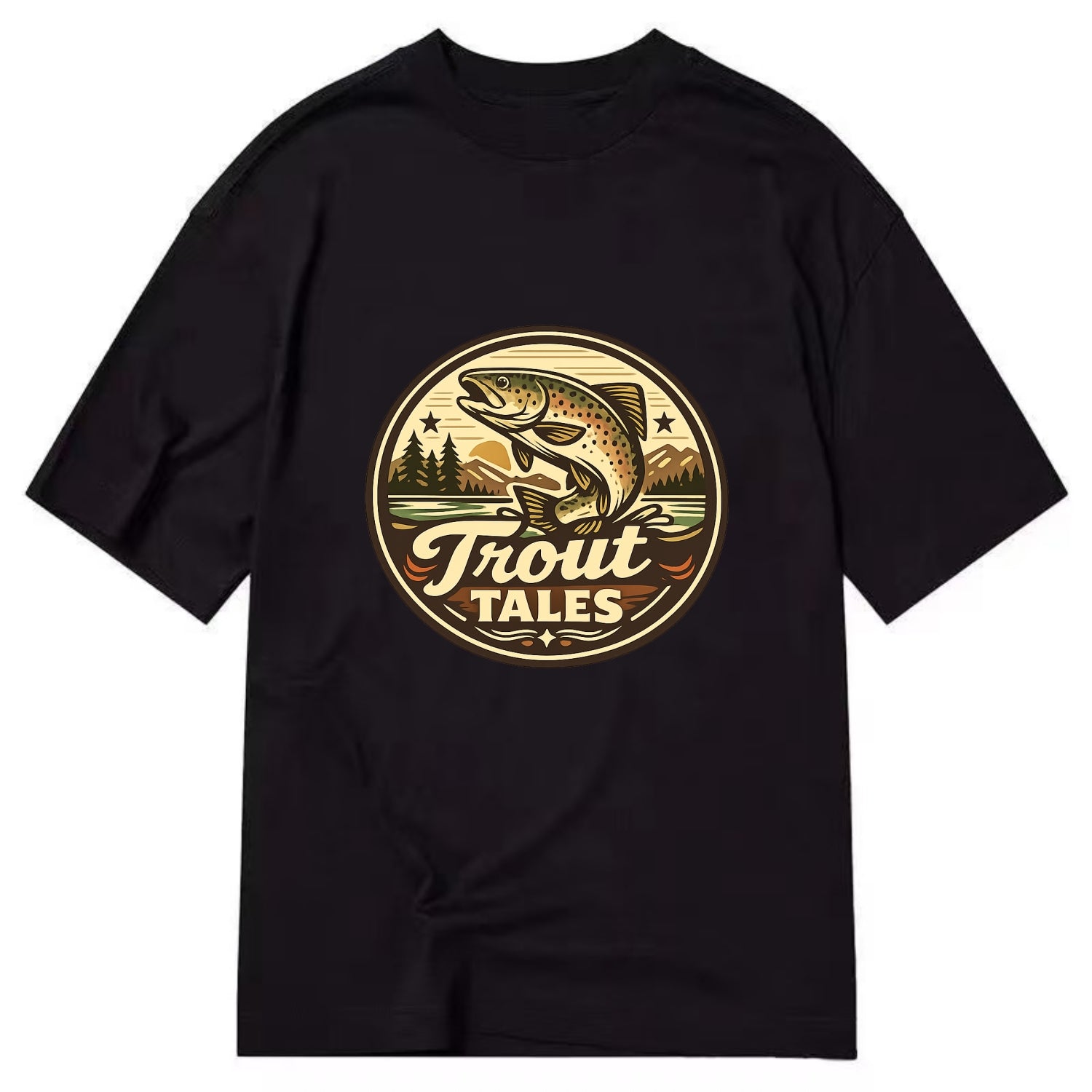 Trout Tales Adventure Emblem - Classic T-shirt - Black