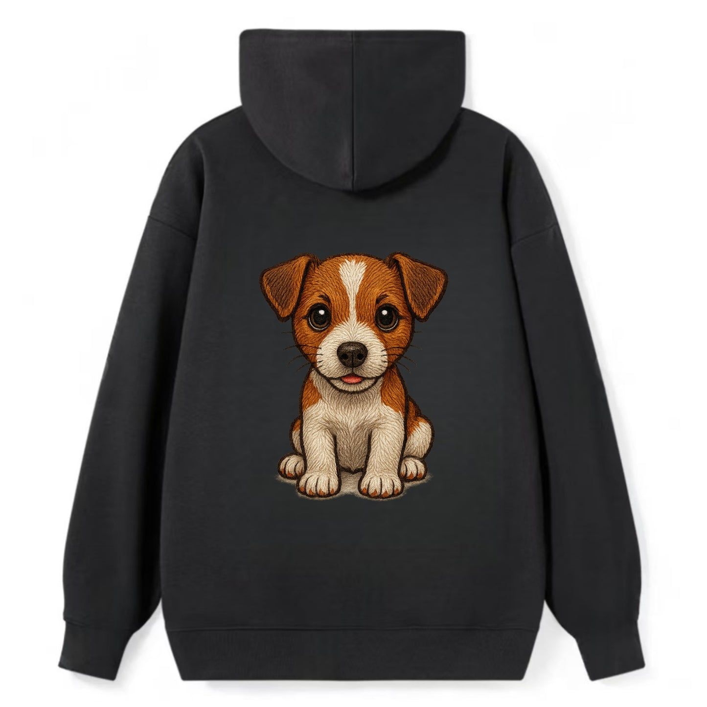 Baby Jack Russell Terrier Puppy - white with markings, alert ears, - Classic Pullover Hoodie - Black