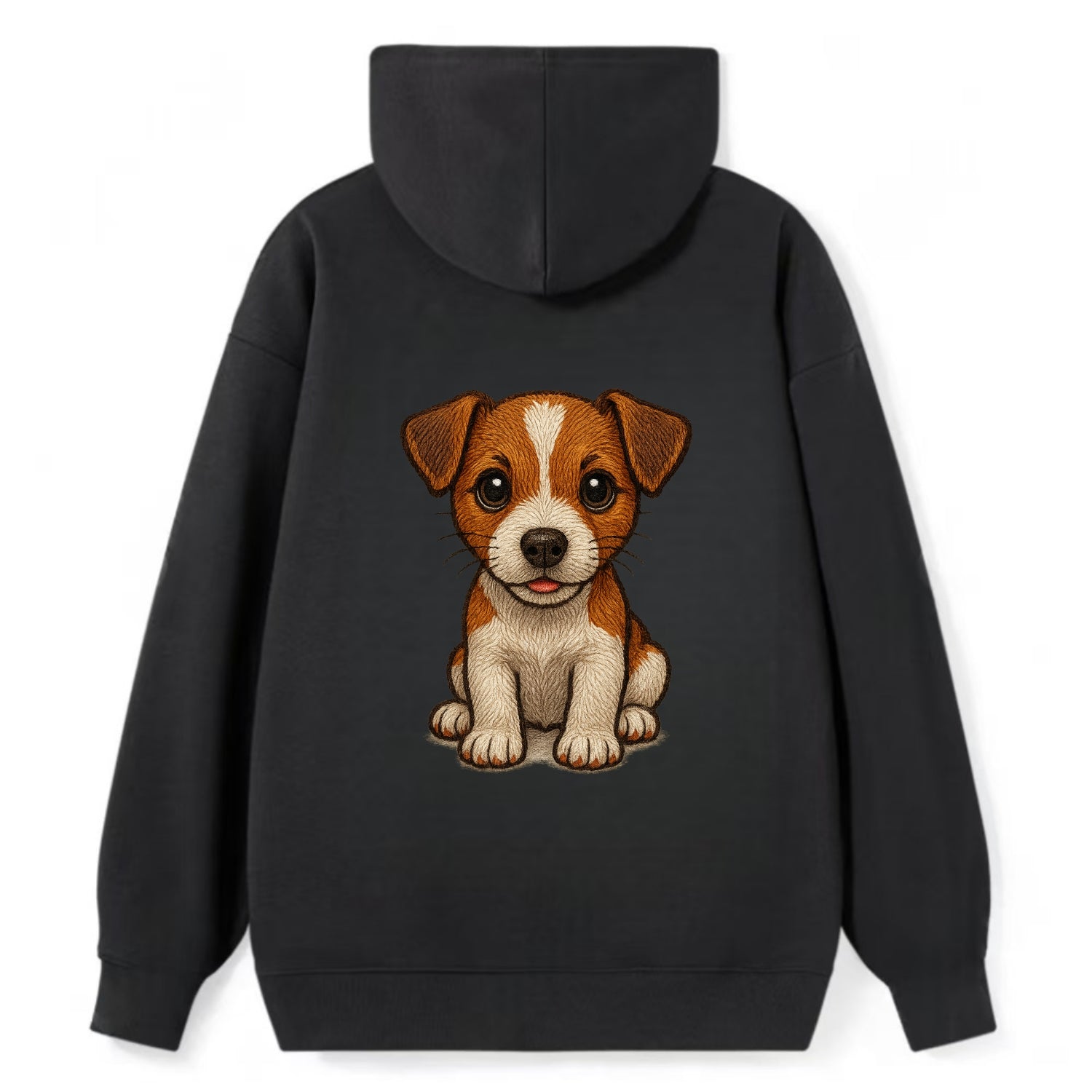 Baby Jack Russell Terrier Puppy - white with markings, alert ears, - Classic Pullover Hoodie - Black