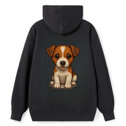 Baby Jack Russell Terrier Puppy - white with markings, alert ears, - Classic Pullover Hoodie - Black