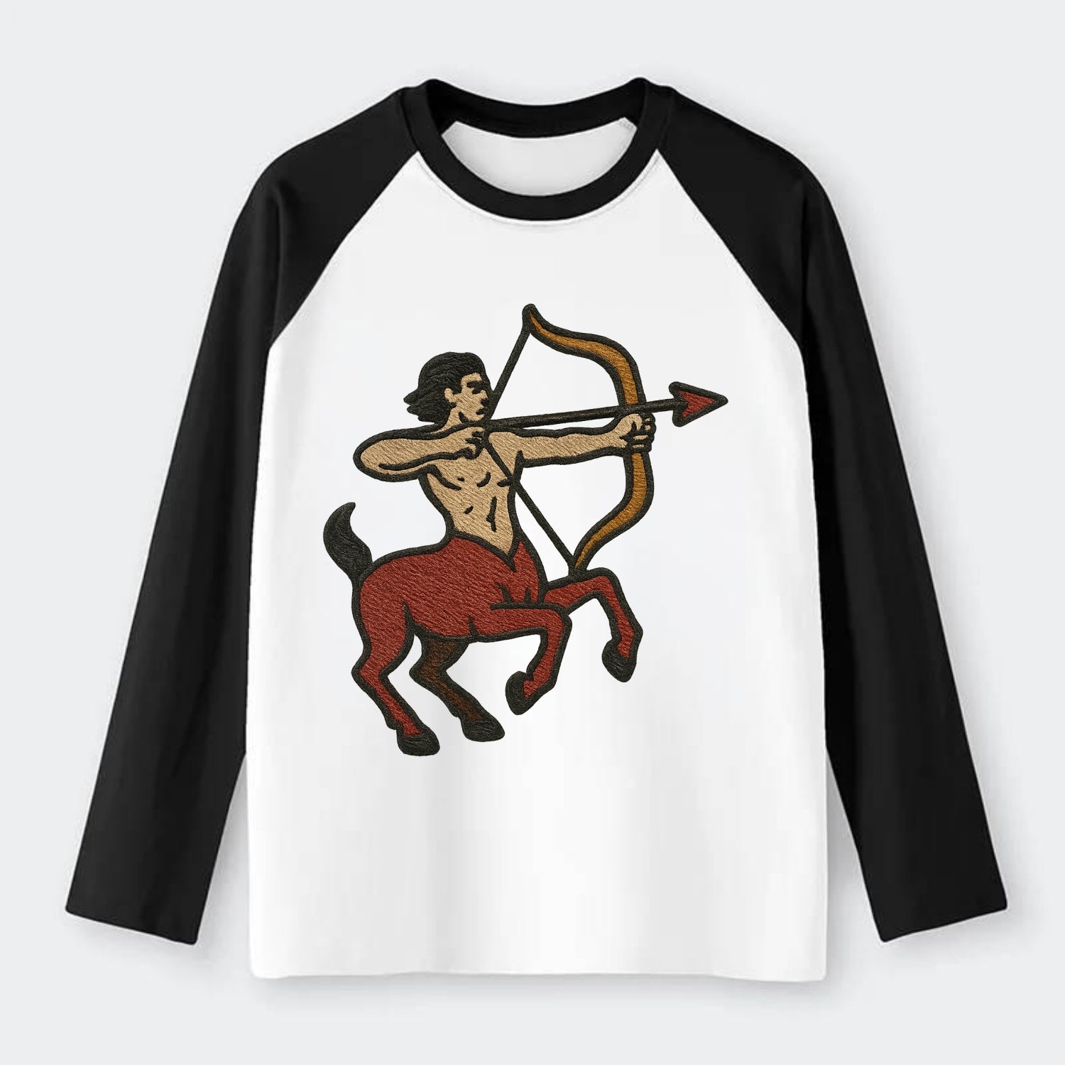 Sagittarius Arrow  - Raglan Long Sleeve T-Shirt - Black