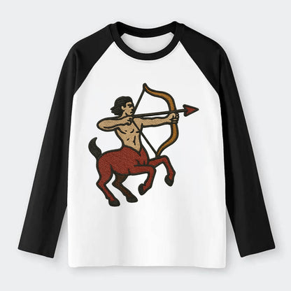 Sagittarius Arrow  - Raglan Long Sleeve T-Shirt - Black