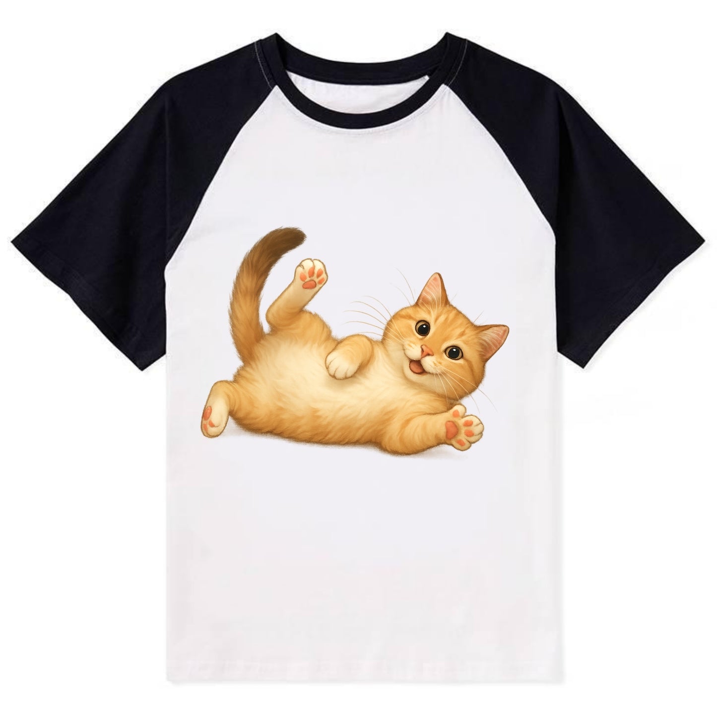 Therapy Cat  - Contrast Raglan T-shirt - Black