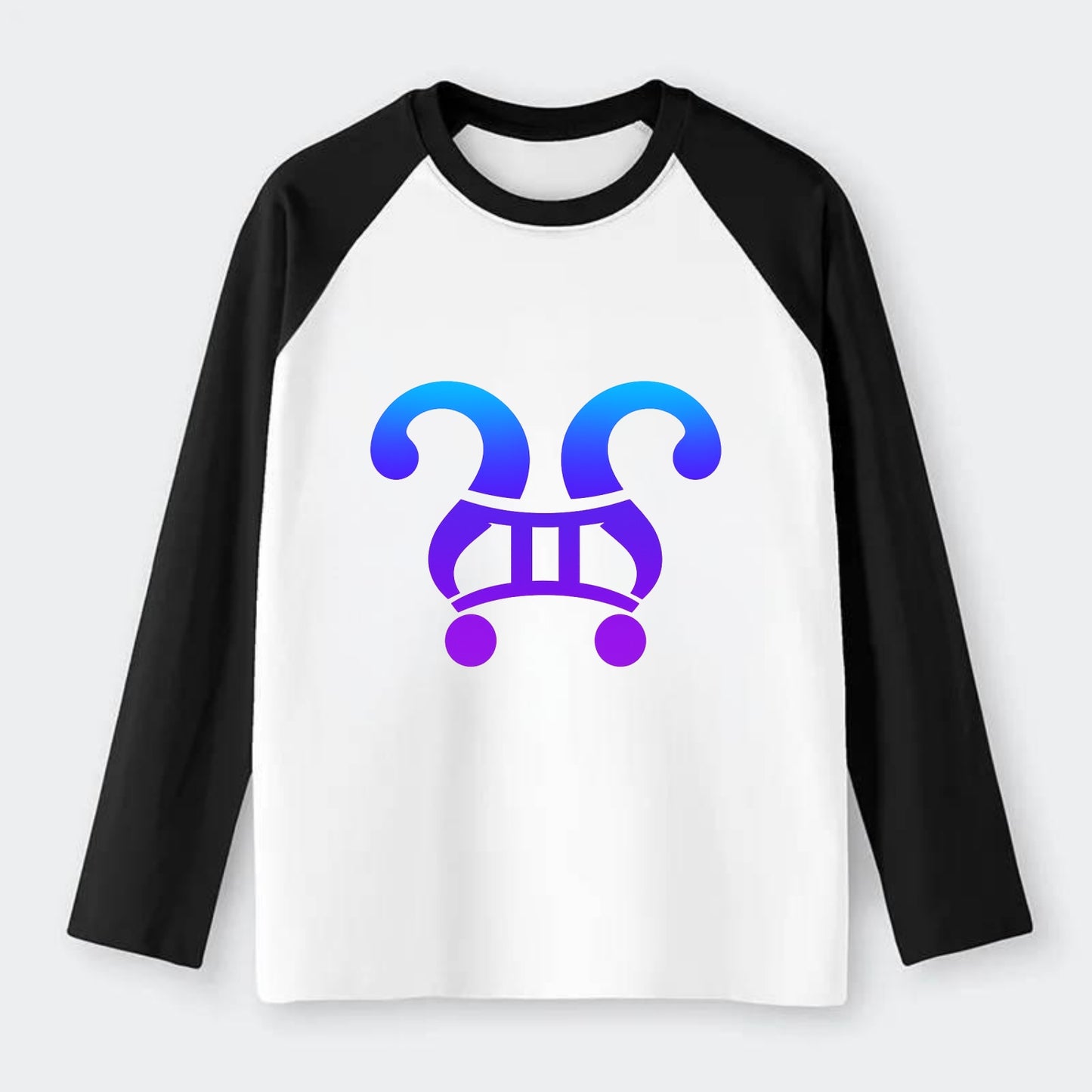 CURIOUS TWINS | Twin question marks | Endless curiosity | Seeking - Raglan Long Sleeve T-Shirt - Black