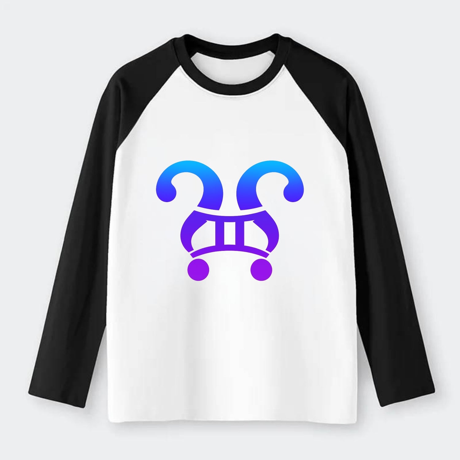 CURIOUS TWINS | Twin question marks | Endless curiosity | Seeking - Raglan Long Sleeve T-Shirt - Black
