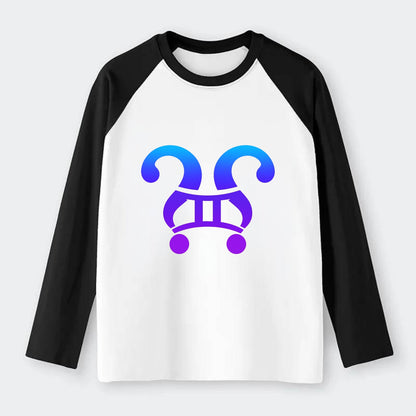 CURIOUS TWINS | Twin question marks | Endless curiosity | Seeking - Raglan Long Sleeve T-Shirt - Black