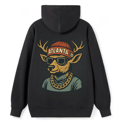 "deer" "atlanta" "atl" "red" "us South" - Classic Pullover Hoodie - Black