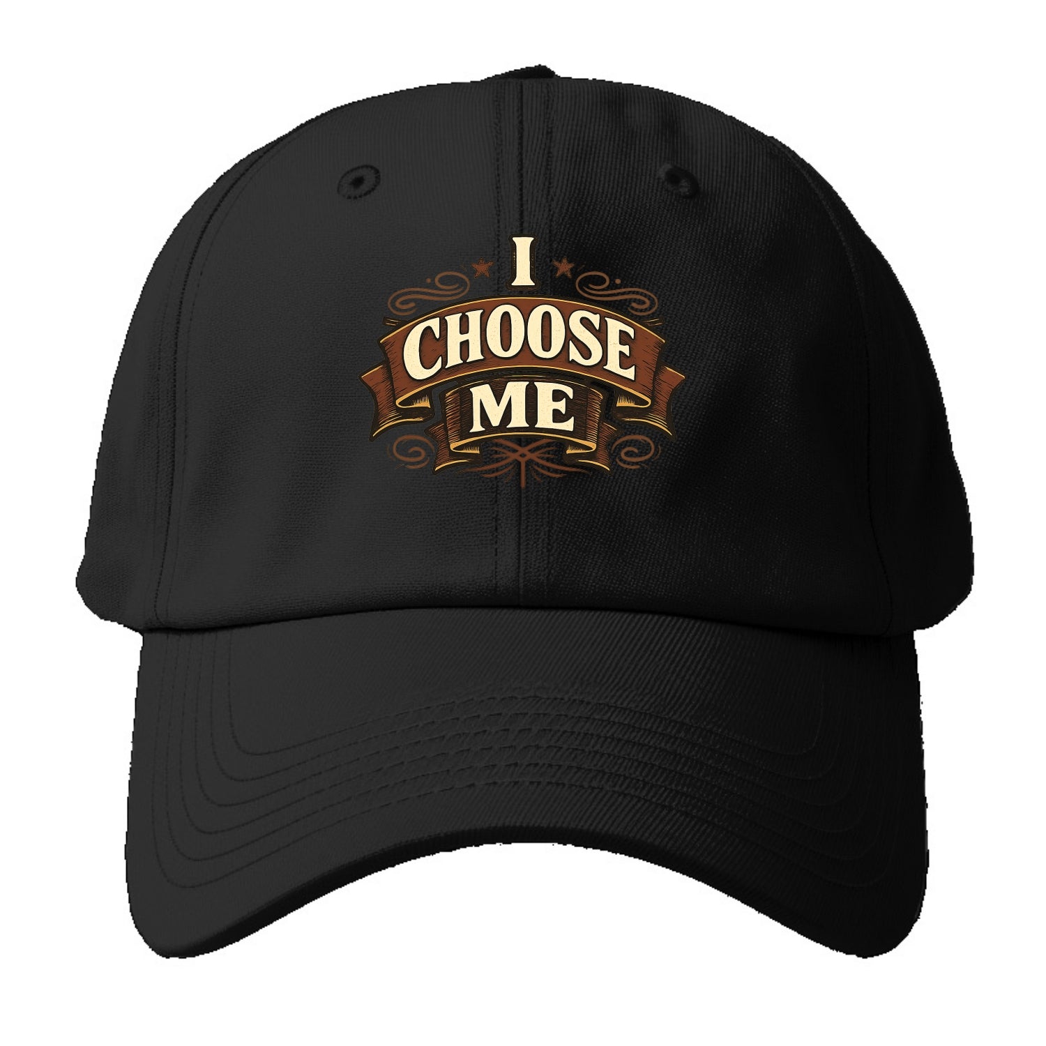 Bold typography design - "I CHOOSE ME" - self-priority, self-selection - Baseball Cap - Black