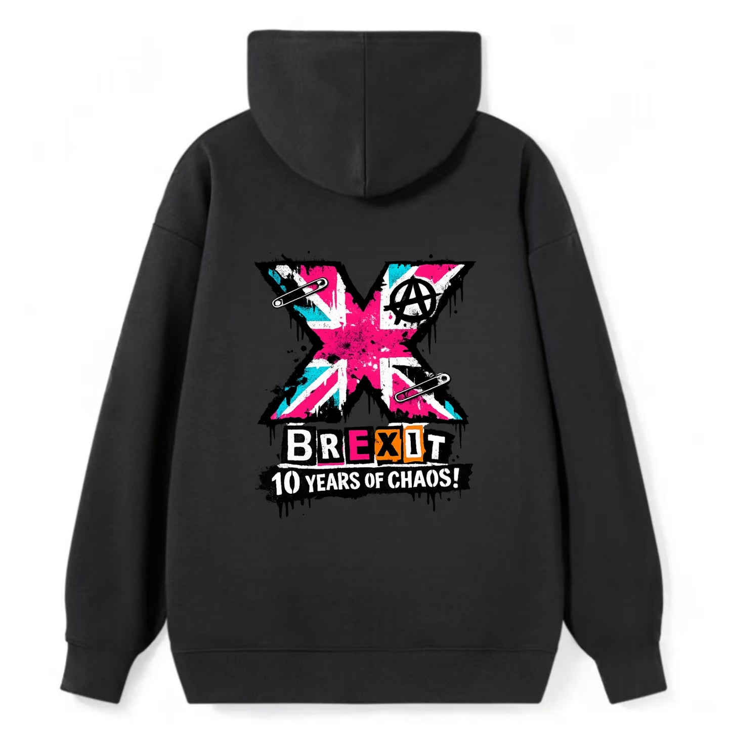 X YEARS | Roman numeral X massive | Union Jack fill pattern | Bold - Classic Pullover Hoodie - Black