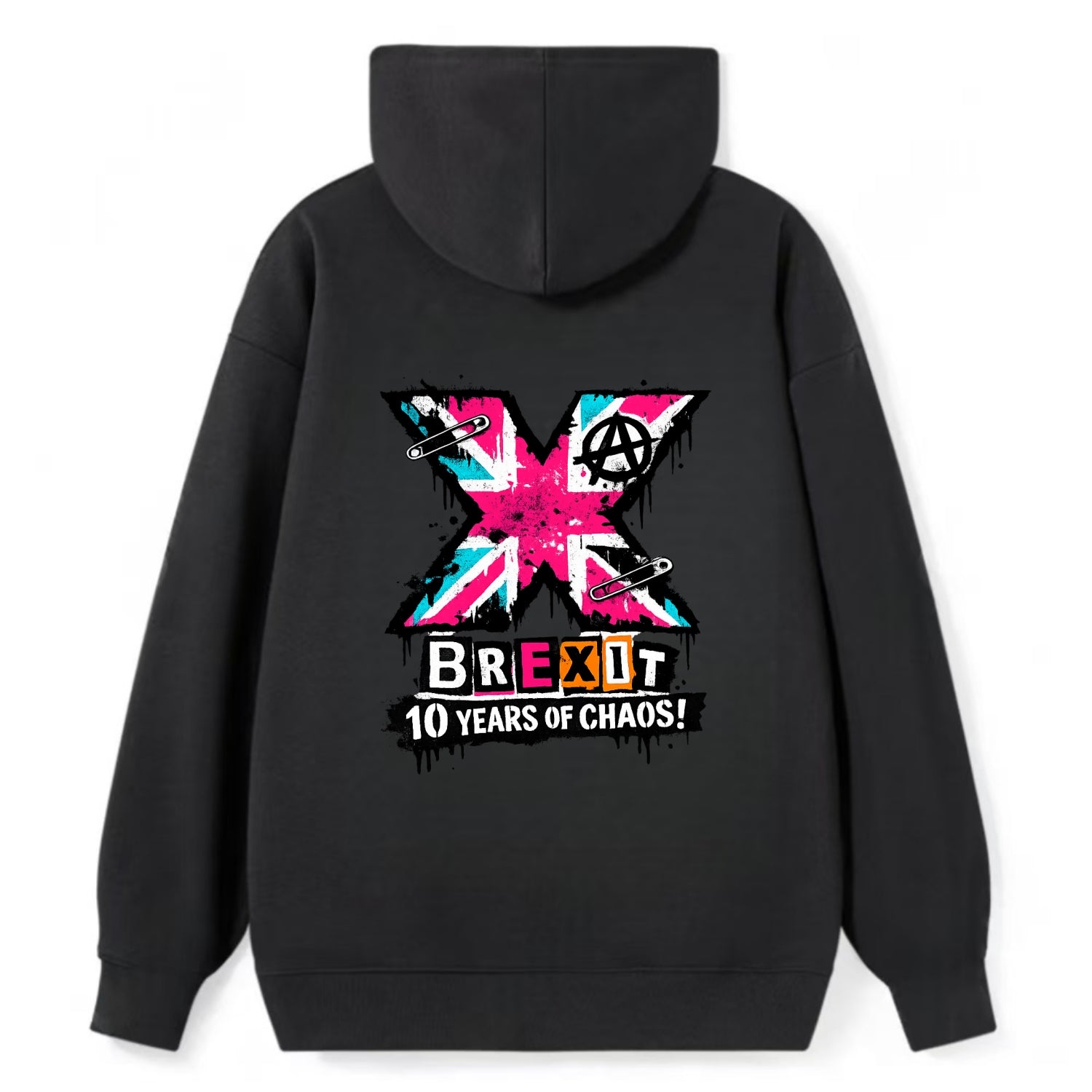 X YEARS | Roman numeral X massive | Union Jack fill pattern | Bold - Classic Pullover Hoodie - Black