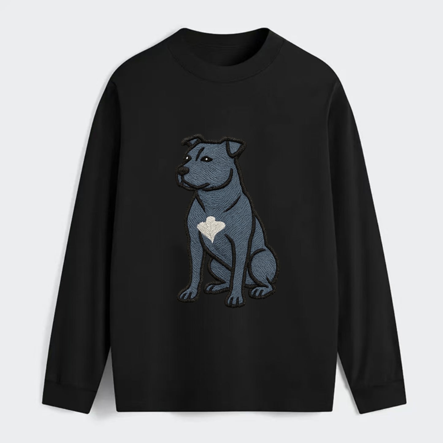 American Staffordshire Terrier - Blue embroidered design - Classic Long Sleeve Shirt - Black