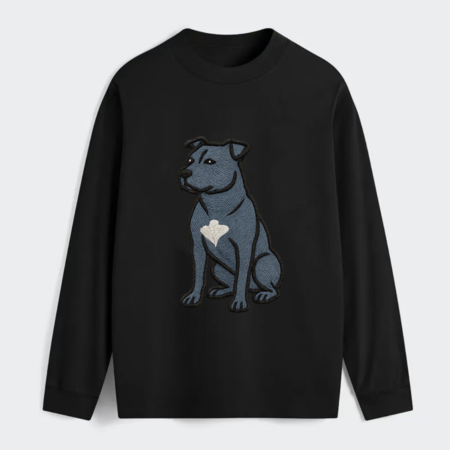American Staffordshire Terrier - Blue embroidered design - Classic Long Sleeve Shirt - Black