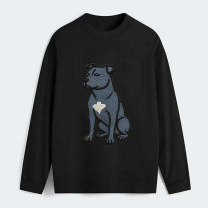 American Staffordshire Terrier - Blue embroidered design - Classic Long Sleeve Shirt - Black