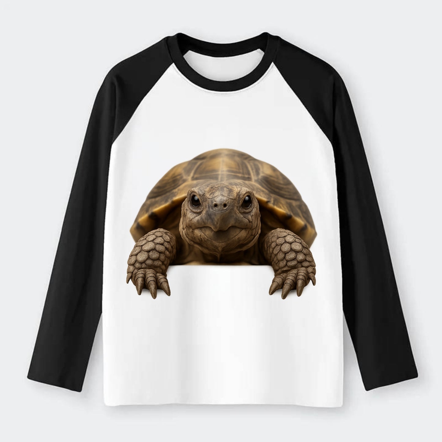 Tortoise  - Raglan Long Sleeve T-Shirt - Black