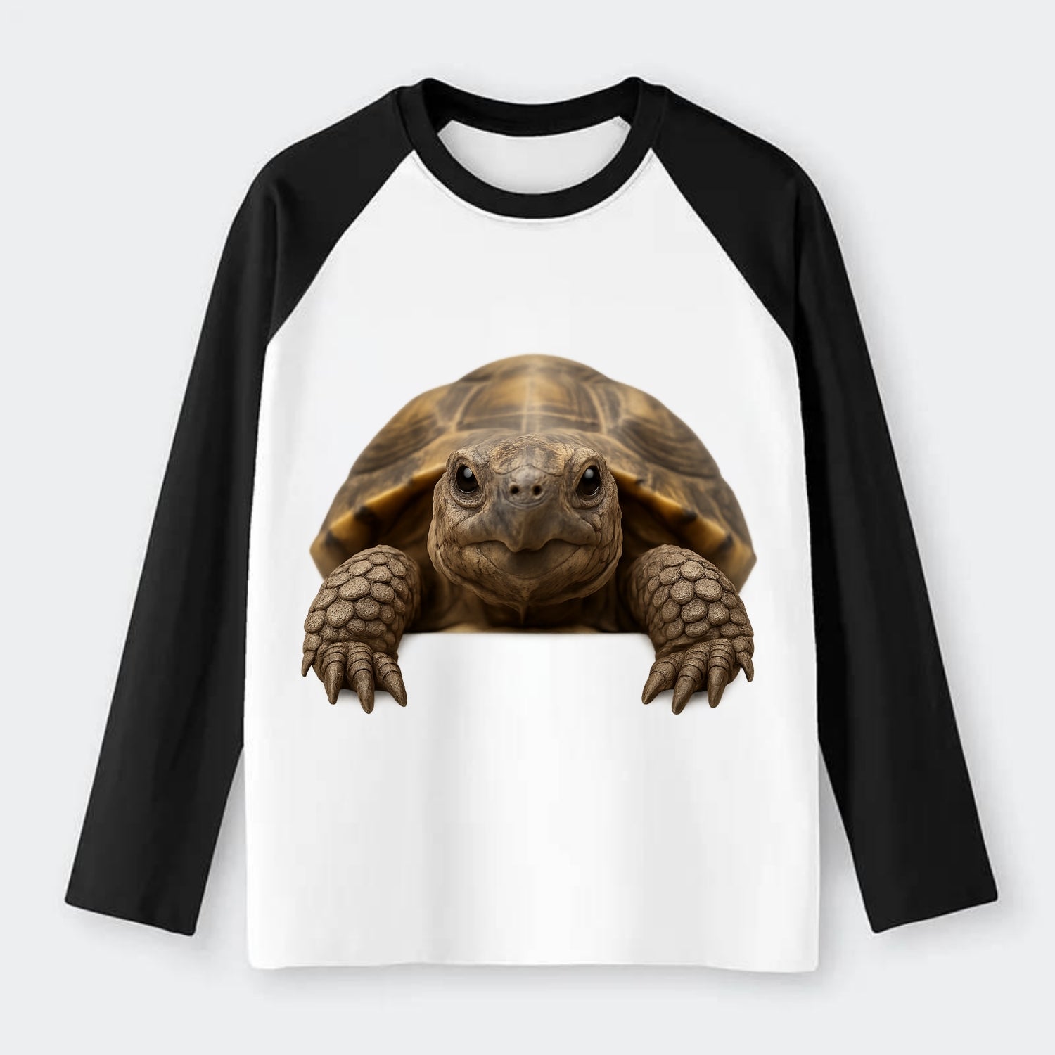 Tortoise  - Raglan Long Sleeve T-Shirt - Black