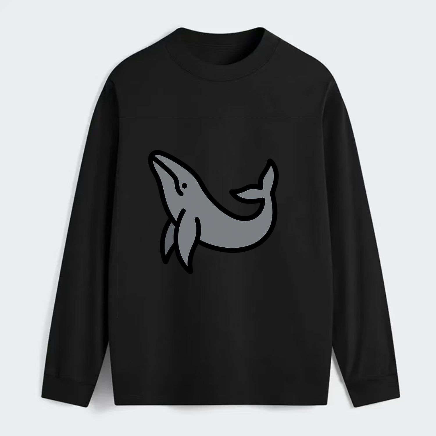 Humpback Whale - Gray breaching pose flat side profile - Classic Long Sleeve Shirt - Black