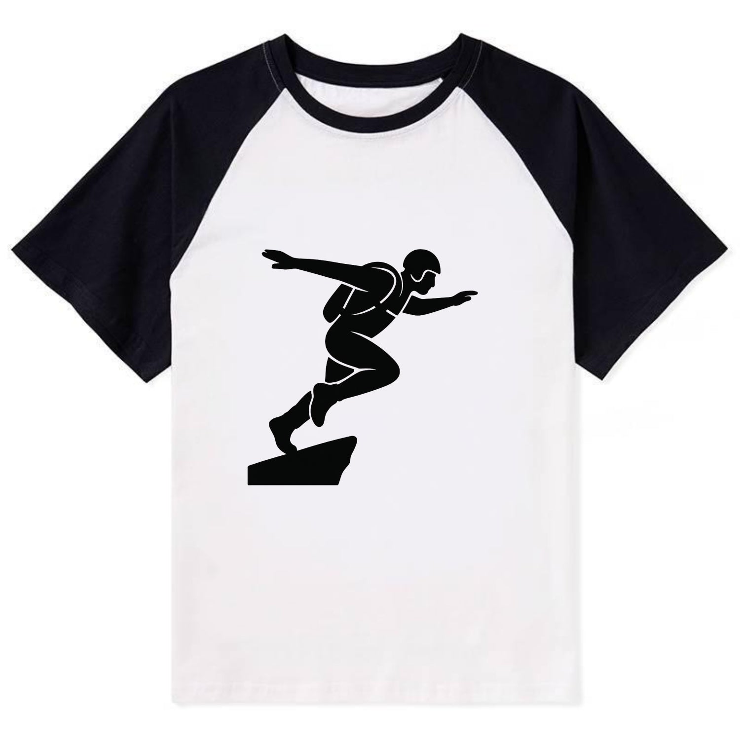 Base jumper launching off - Contrast Raglan T-shirt - Black