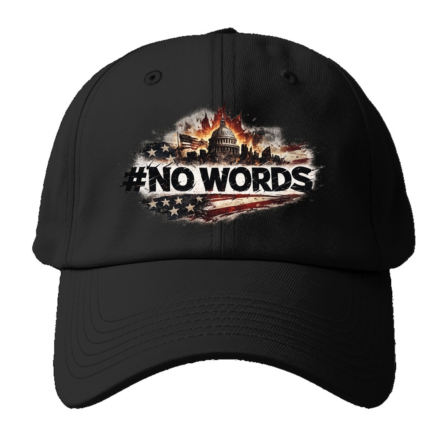No Words! - Baseball Cap For Big Heads - Black