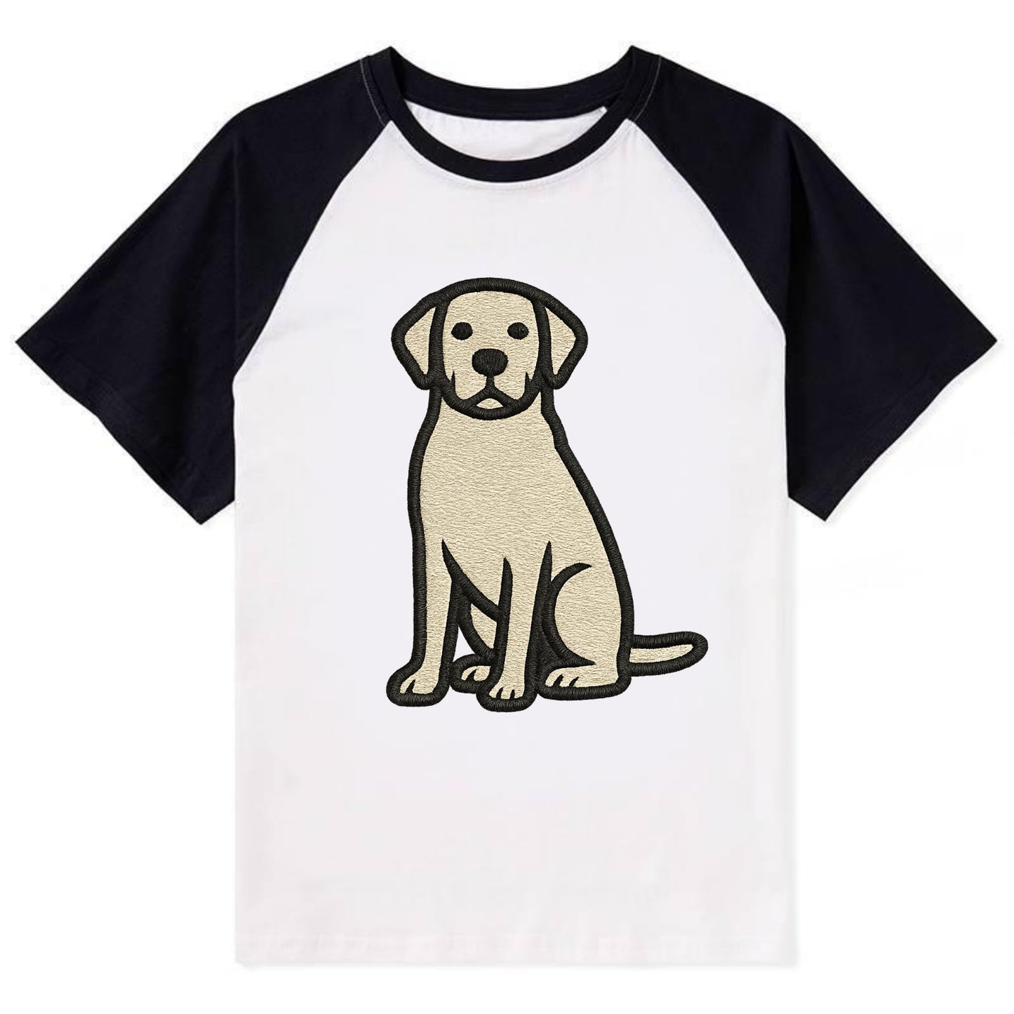 Goldador - Golden Lab mix sitting pose - Contrast Raglan T-shirt - Black