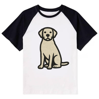 Goldador - Golden Lab mix sitting pose - Contrast Raglan T-shirt - Black