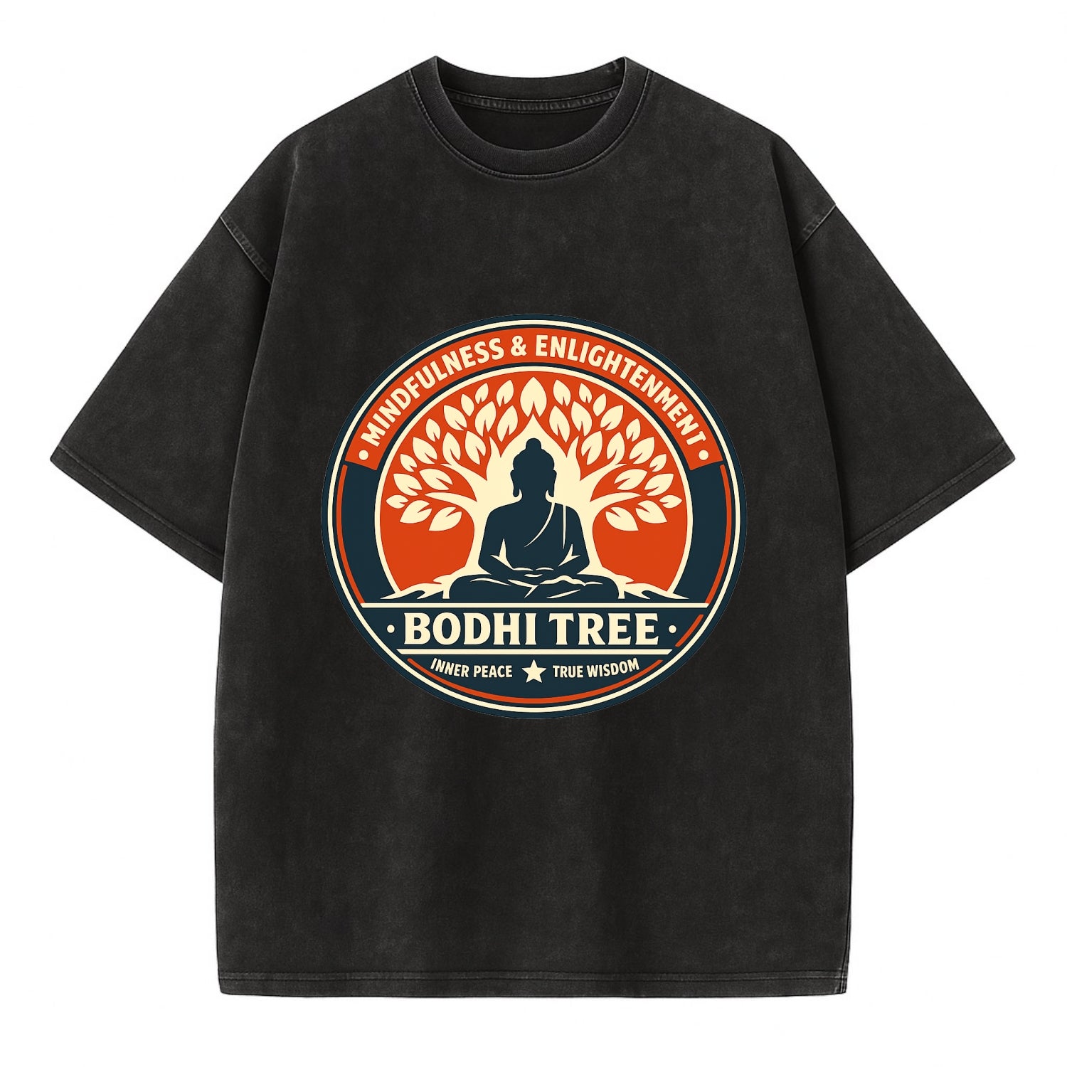 Zen Harmony Emblem - Vintage T-shirt - Black