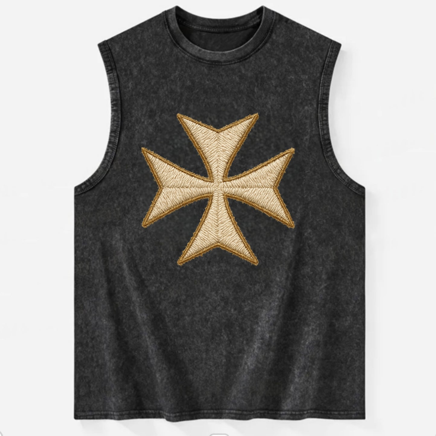 Hospitaller Cross  - Vintage Washed Tank - Black