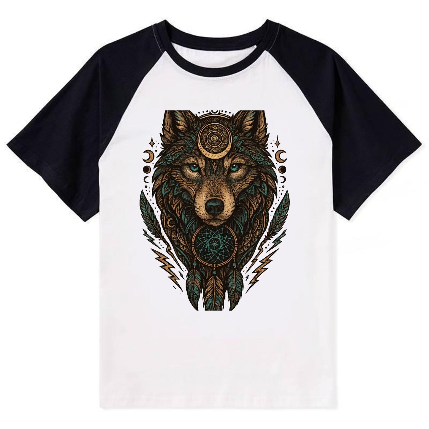 Storm Wolf Thunder  - Contrast Raglan T-shirt - Black