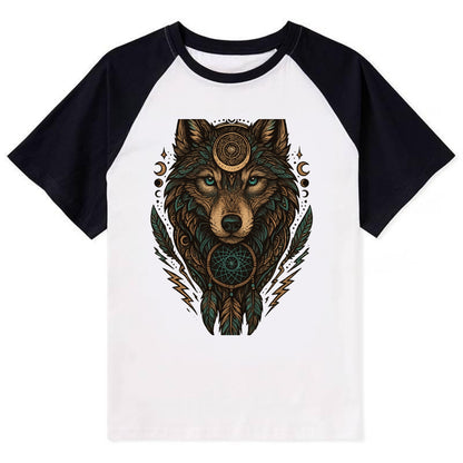 Storm Wolf Thunder  - Contrast Raglan T-shirt - Black