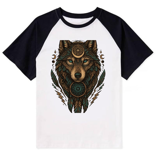 Storm Wolf Thunder  - Contrast Raglan T-shirt