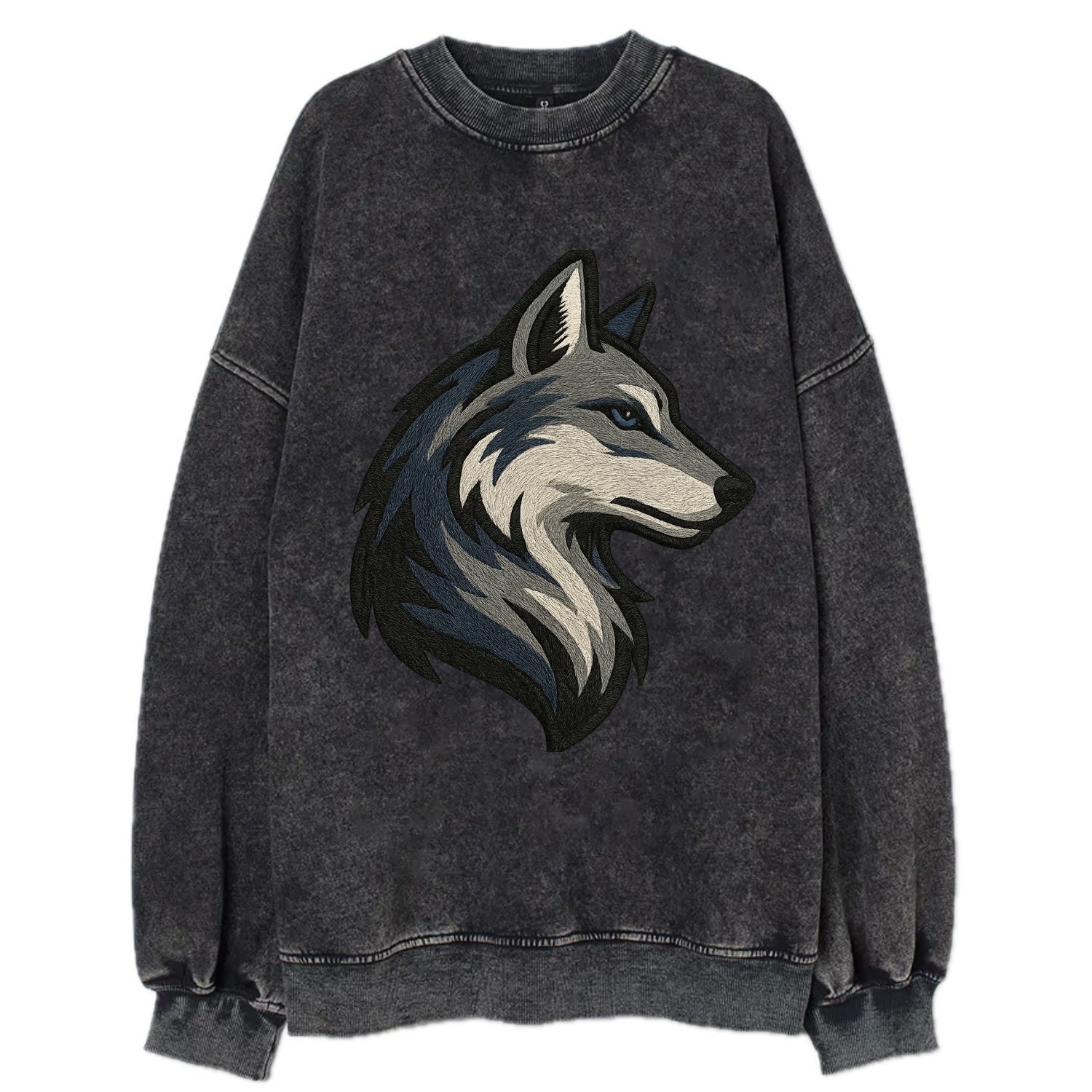 Lone Wolf Wanderer  - Vintage Sweatshirt - Black