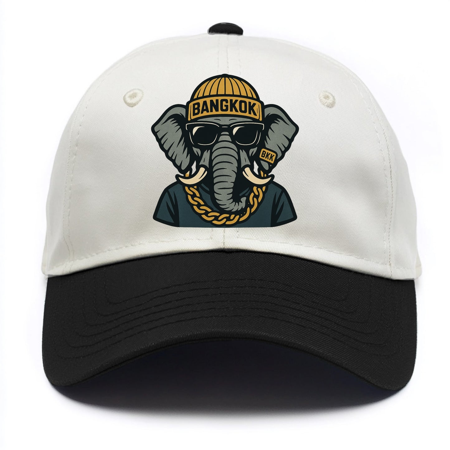 Bangkok Elephant - Two Tone Cap - Black