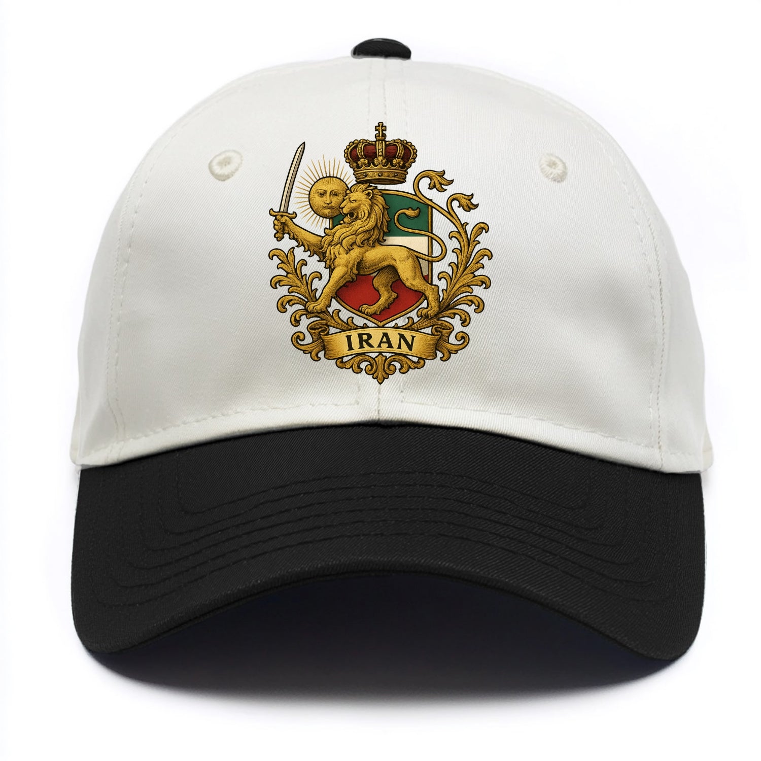 Royal Iran Coat Of Arms - Two Tone Cap - Black