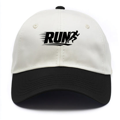 Bold typography design - "RUN" - cardio life, runner identity - Two Tone Cap - Black