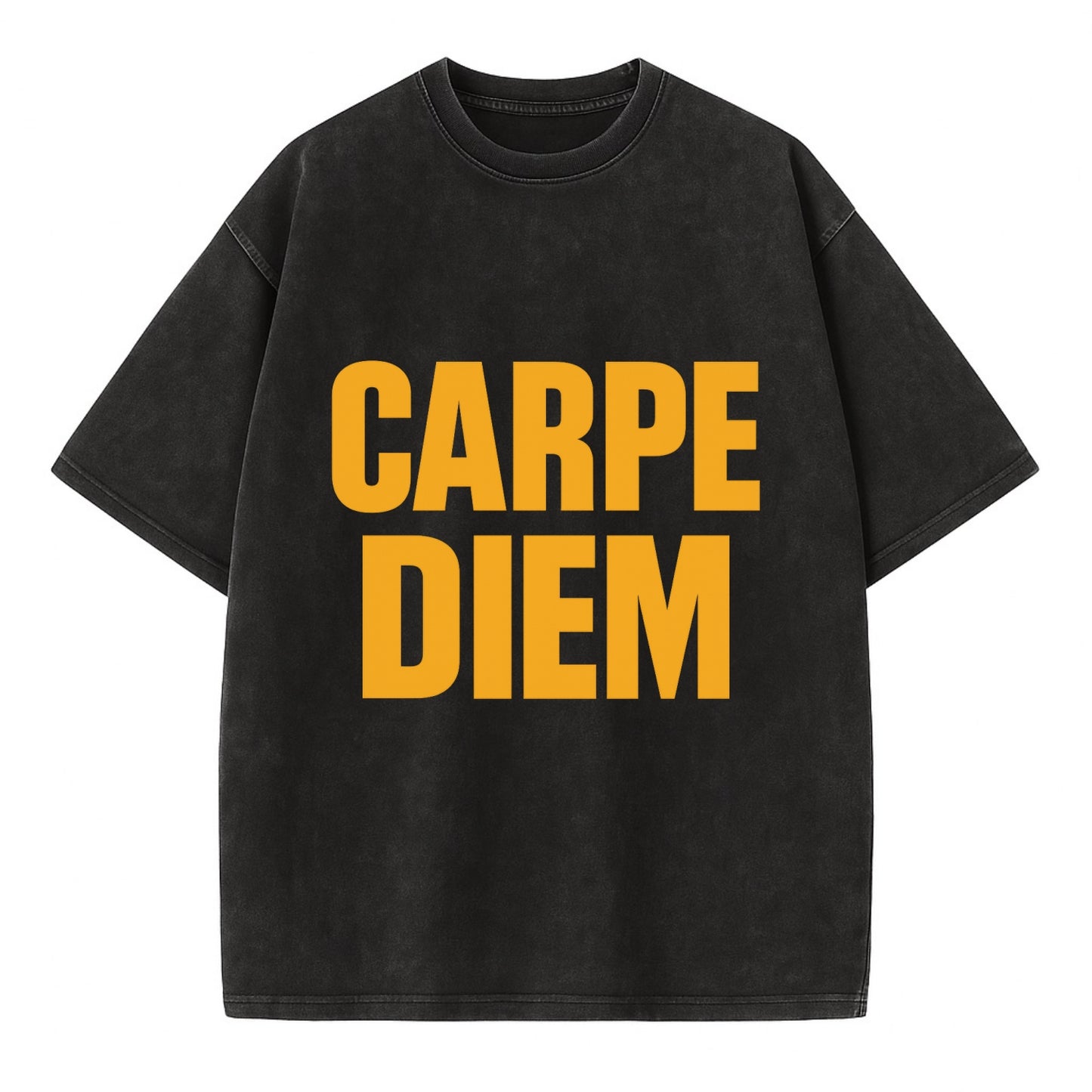 Bold typography design - "CARPE DIEM" - seize the day - Vintage T-shirt - Black