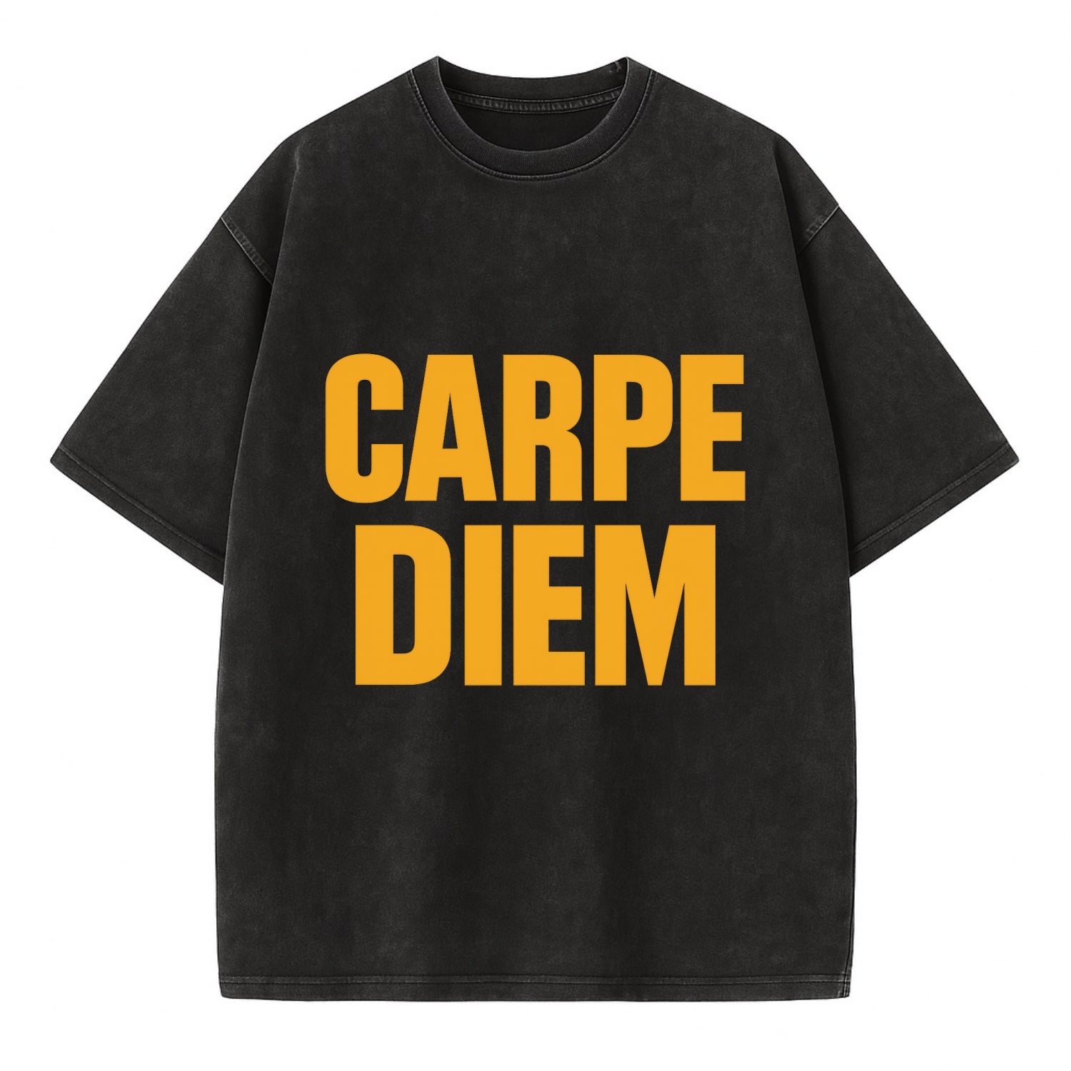 Bold typography design - "CARPE DIEM" - seize the day - Vintage T-shirt - Black